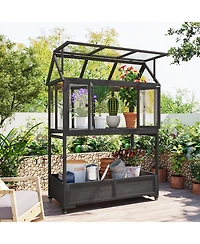 Portable Cold Frame Greenhouse with Wheels & Storage