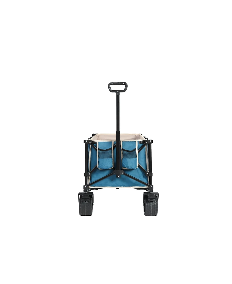 Foldable Utility Wagon with All-Terrain Wheels - Blue