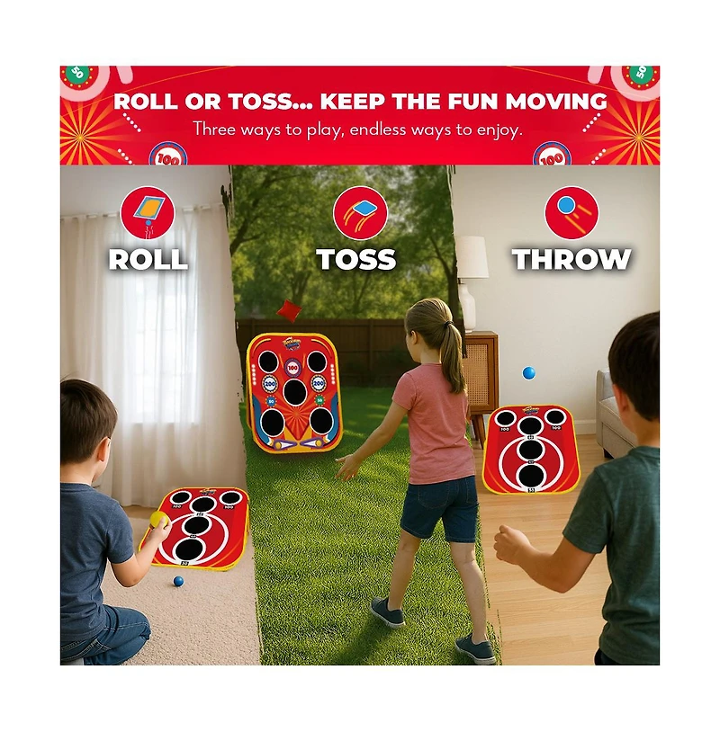Backyard Arcade | 2-in-1 Bean Bag Toss Game for Kids w/ Carry Bag | 5-Second Setup & Storage | Carnival Games for Kids
