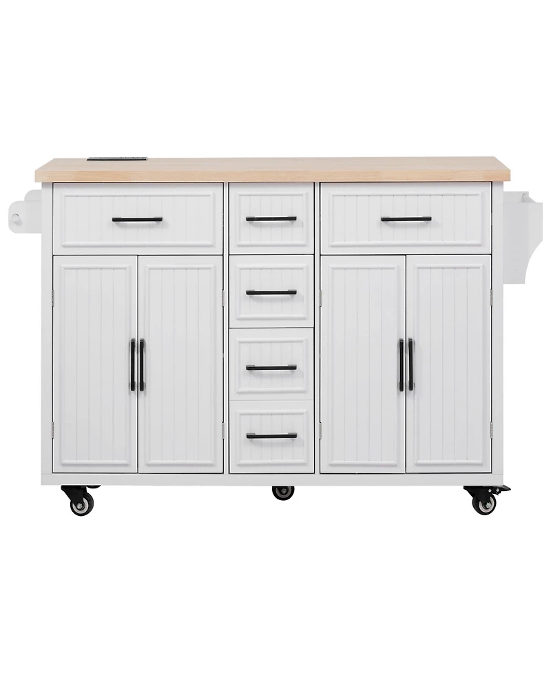 Rolling Kitchen Island with Drop Leaf & Storage