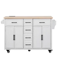 Rolling Kitchen Island with Drop Leaf & Storage