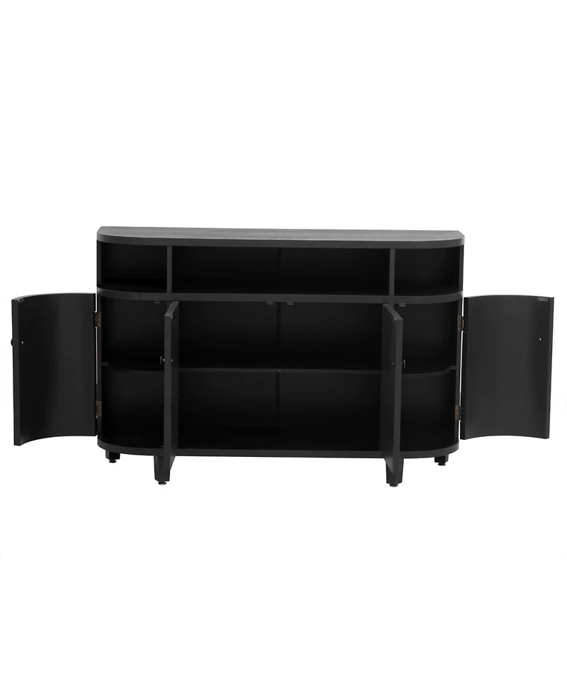 Curved Wood Storage Cabinet - 4 Doors