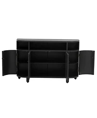 Curved Wood Storage Cabinet - 4 Doors
