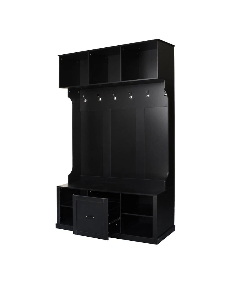 Hall Tree with Bench, Hooks & Drawer