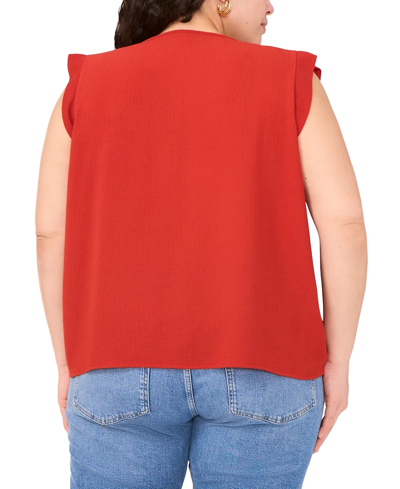 Vince Camuto Plus Pleated-Front V-Neck Sleeveless Blouse