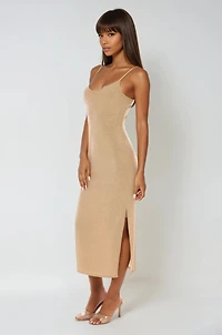 Bebe Women's Milan Metallic Bodycon Maxi Dress
