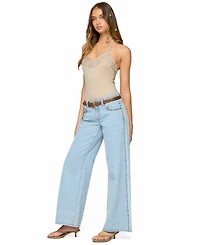 Edikted Women's Colbie Faux Suede Fringe Trim Bodysuit