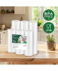Bonsenkitchen Vacuum Sealer Rolls Bags, 6 Pack 3 Rolls 11" x 20' + 3 Rolls 8" x 20' Commercial Grade Bpa Free Bag Rolls, Durable Customized