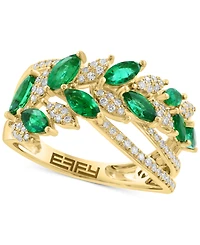 Effy Emerald (1 ct. t.w.) & Diamond (1/4 ct. t.w.) Statement Ring in 14k Yellow Gold