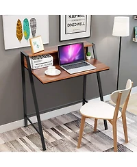 2 Tier Small Computer Desk with Sturdy Frame for Small Place