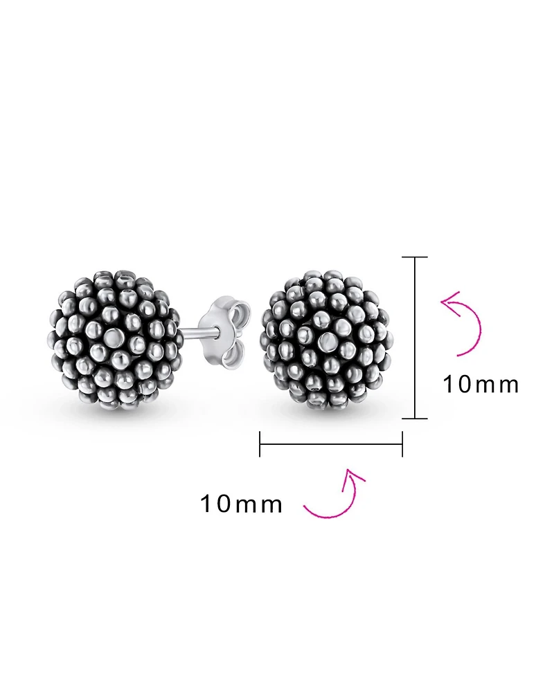 Bling Jewelry Traditional 10MM Caviar Drop Ball Earrings in Oxidized Sterling Silver