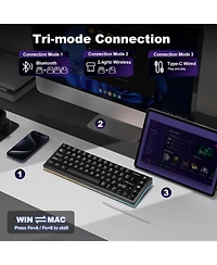 Yunzii AL65 Wireless Mechanical Keyboard, Full Aluminum Cnc,Support Qmk/Via Software Gasket Structure,60% Hot Swappable with Rgb Backlit Bt/2.4G/Usb-c