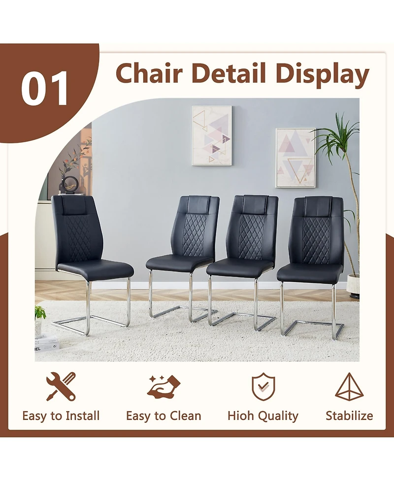 Streamdale Snow Mountain Table & 4 Black Pu Chairs