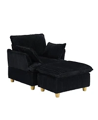 Streamdale Corduroy Sofa with Ottoman & Pillows