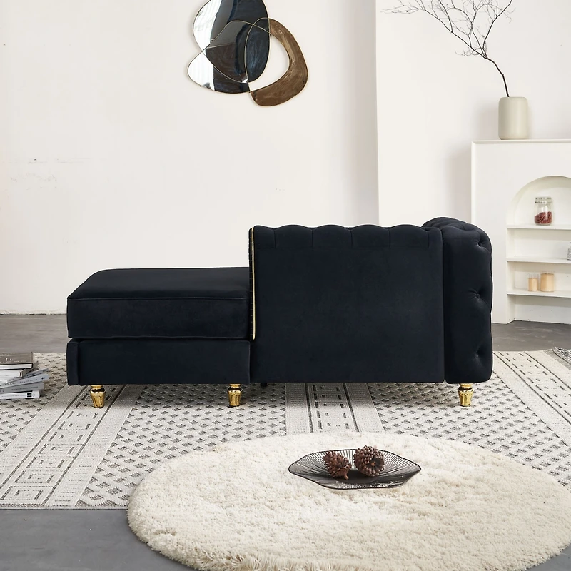 Streamdale Furniture Luxurious Velvet Chaise Lounge | Tufted Back | Toss Pillows