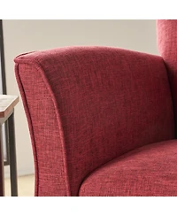 Tweed-Upholstered Traditional Armchair with Retro Curves and Polished Legs