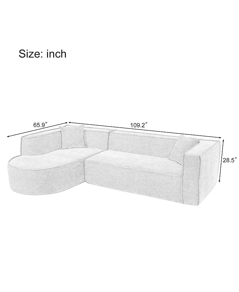 Streamdale Modern L-Shape Sectional Sofa with Chenille Fabric and Pillows