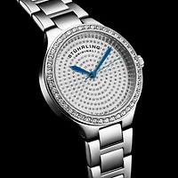 Stuhrling Original Women's Quartz Watch – Silver Dial with Swarovski Crystals & Triple-Row Stainless Steel Bracelet