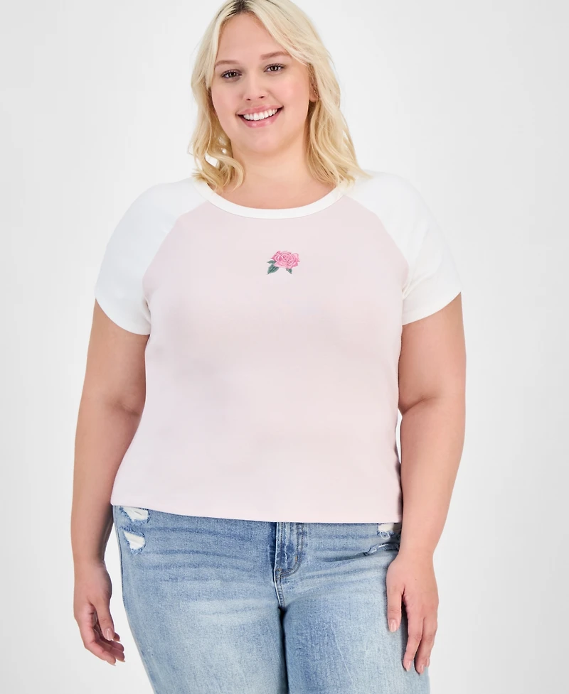 Hippie Rose Trendy Plus Raglan-Sleeve Baby T-Shirt
