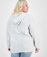 Hippie Rose Trendy Plus Zip-Front Drawstring Hoodie