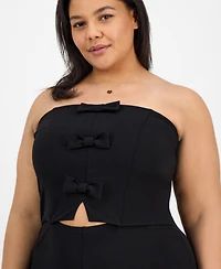 Madden Girl Trendy Plus Size Waist-Cutout Bow-Trim Jumpsuit
