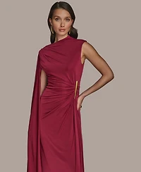 Donna Karan New York Women's Sleeveless Cape-Sleeve Asymmetrical Gown
