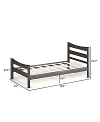 Gymax Twin Size Platform Bed Frame Foundation w/Headboard &Wood Slat Support Espresso