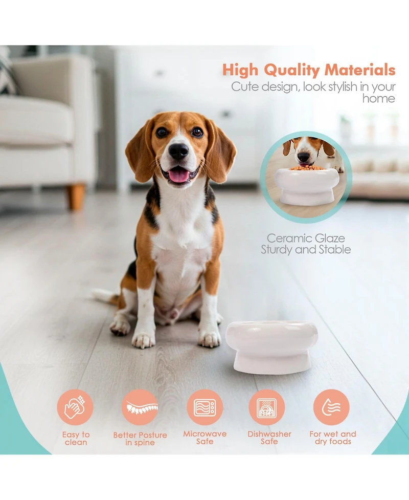 P.t. Supply Co. Abstract Bubble Shaped Stoneware Elevated Pet Bowl, Raised Ceramic Food & Water Dish for Dogs and Cats