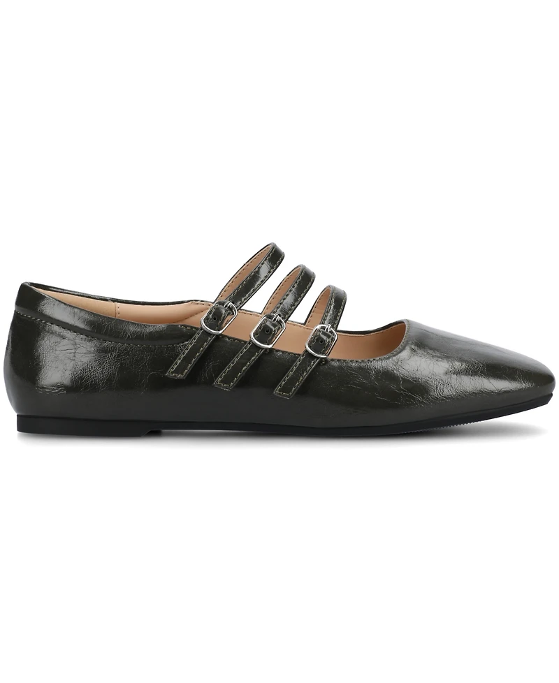 Journee Collection Women's Darlin Multi Strap Mary Jane Square Toe Flats