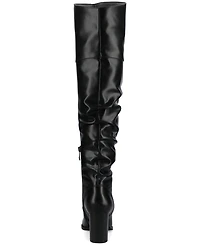 Journee Collection Women's Kaison Extra Wide Calf Stacked Heel Over The Knee Boots