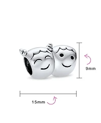 Bling Jewelry Bff Smiling Pigtails Friendship Charm Bead Sterling Silver for European Bracelet
