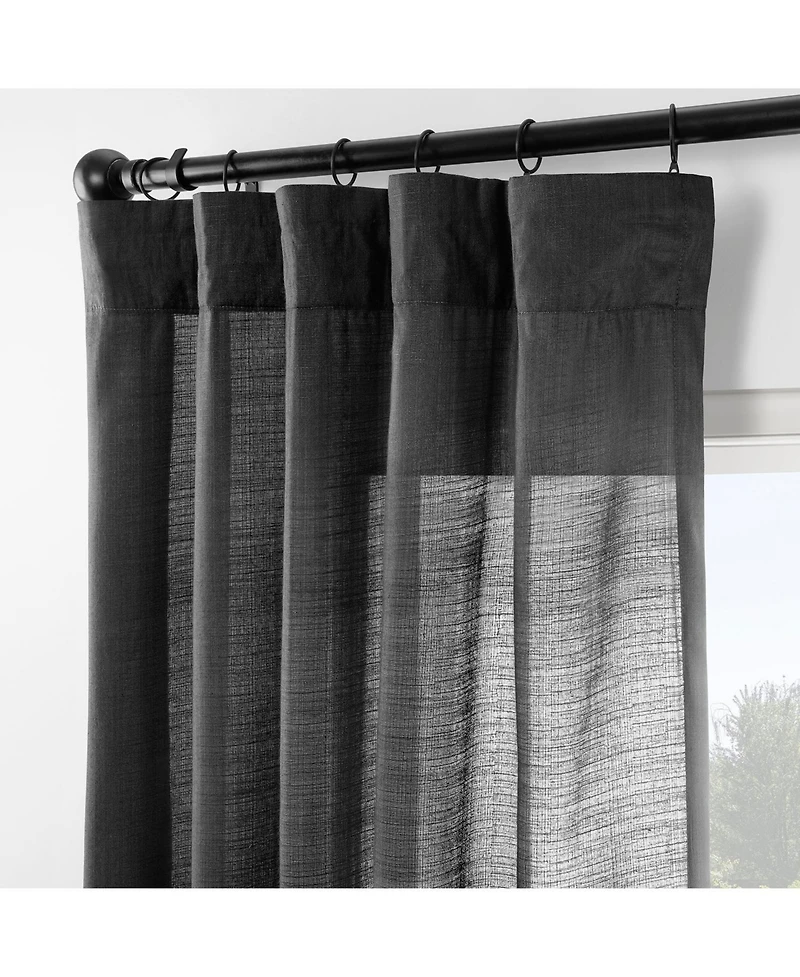 Rustic Weave Linen Curtains (2 Panels) Sheer Window Panel Set, Rod Pocket Curtains