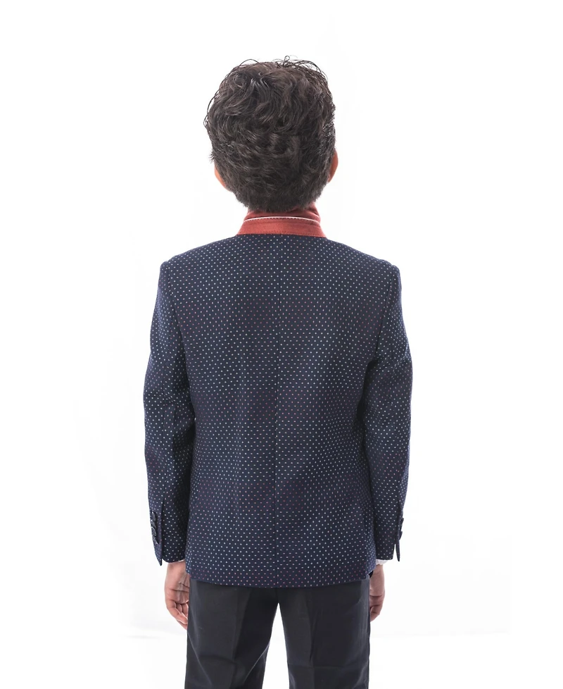 Elie Balleh Toddler Navy Slim Fit Digital Rain Blazer