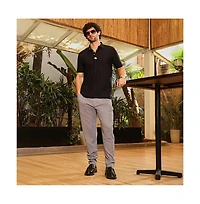 Campus Sutra Men's Onyx Black Seamless Cuboid Polo T-Shirt