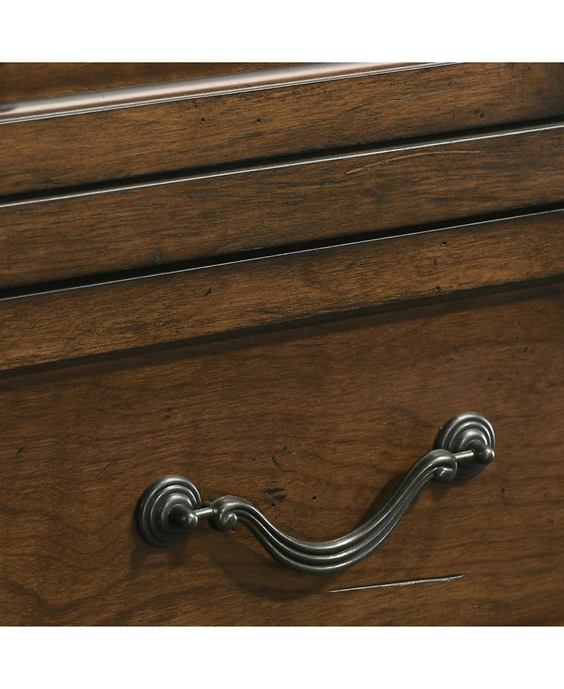 Maderne Traditional Wood 3-Drawer Nightstand, Antique Walnut/Brown