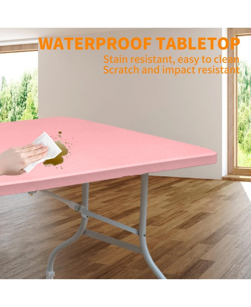 8ft Pink Folding Table - Portable & Durable