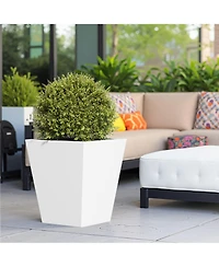18" Metal Tapered Planter - Burnished White