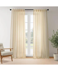 Rustic Weave Linen Curtains (2 Panels) Sheer Window Panel Set, Rod Pocket Curtains