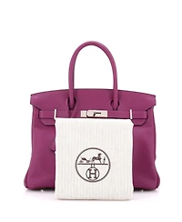 Pre-Owned Hermes Birkin 30 Handbag Purple Swift with Palladium Hardware