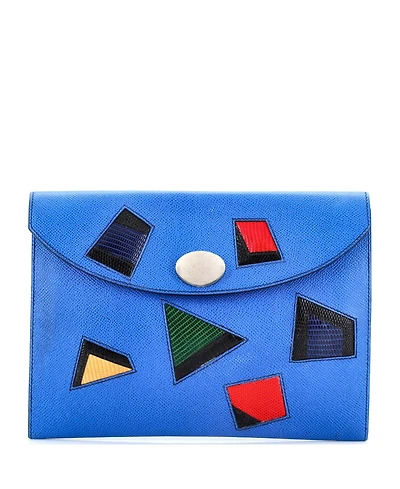 Pre-Owned Hermes Pm Rio Clutch Leather with Lizard
