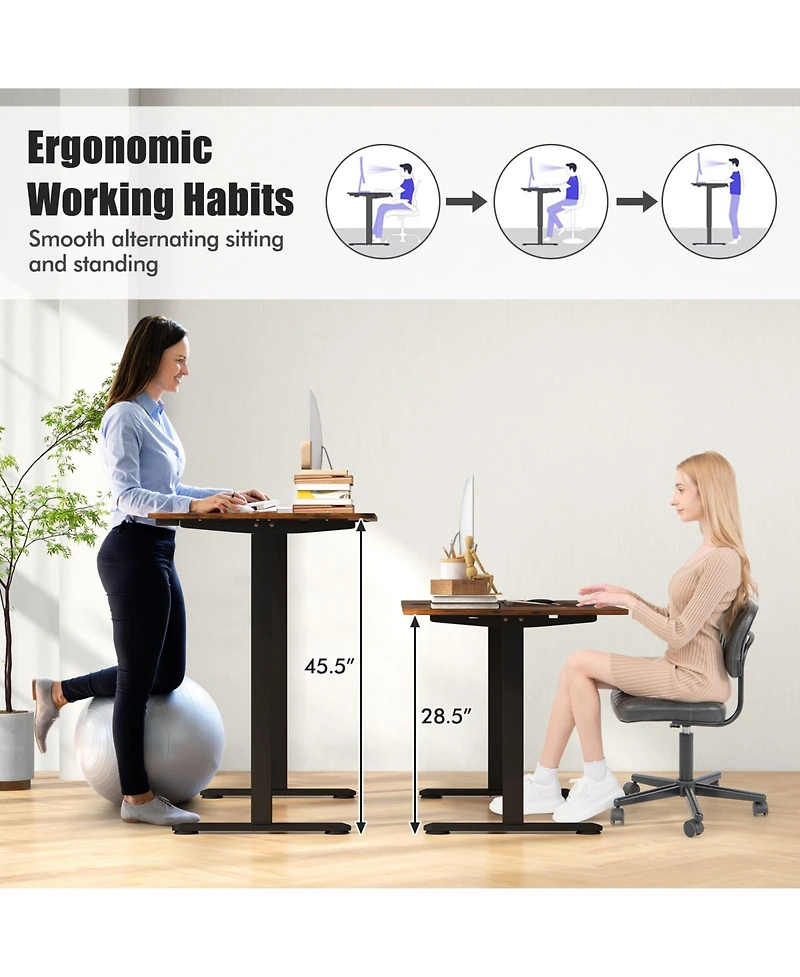 55 Inch Electric Standing Desk Adjustable with Cable Management Hole