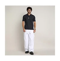 Campus Sutra Men's Chalk White Relaxed-Panel Cargo Trousers