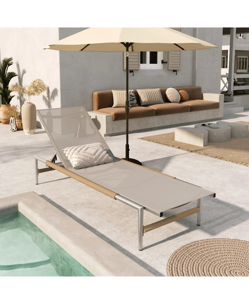 Hargrove Outdoor Patio Aluminum Chaise Lounge, Outdoor Mesh Seat, 1PC