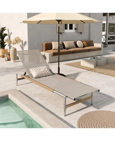 Hargrove Outdoor Patio Aluminum Chaise Lounge, Outdoor Mesh Seat, 1PC