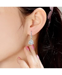 White Gold Plating with Clear Cubic Zirconia Hook Drop Earrings