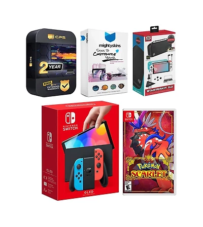 Nintendo Switch Neon Oled Console with Pokemon Scarlet, Surge Accessory Gaming Kit