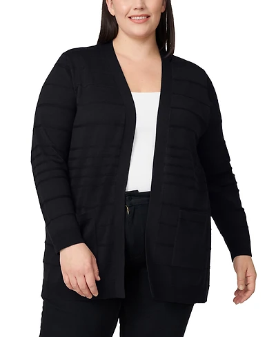 Melissa Paige Plus Size Textured Stripe Cardigan Sweater