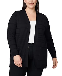 Melissa Paige Plus Size Textured Stripe Cardigan Sweater