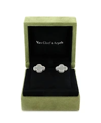 Pre-Owned Van Cleef & Arpels Vintage Alhambra Earrings 18K White Gold and Mother of Pearl