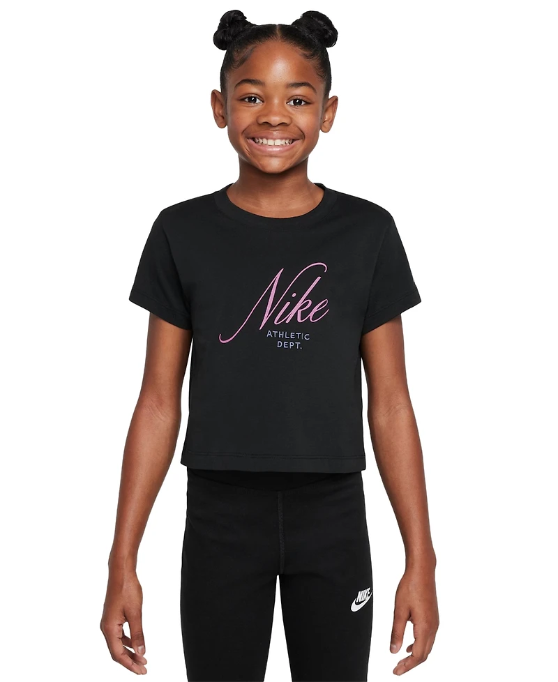 Nike Big Girls Sportswear Cropped Cotton T-Shirt